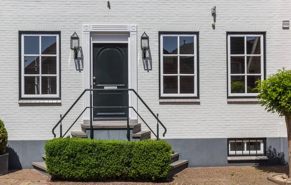 Gevel Van Een Historisch Wit Huis Ootmarsum Nederland — Stockfoto