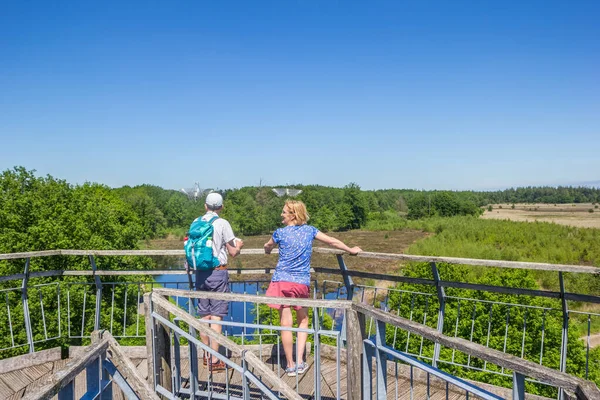 Paar Uitkijkend Het Drenthandlandschap Vanaf Toren Holmers Halkenbroek Nederland — Stockfoto