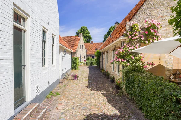 Little Cobblestoned Street Old Houses Bourtange Netherlands — Stock Photo, Image