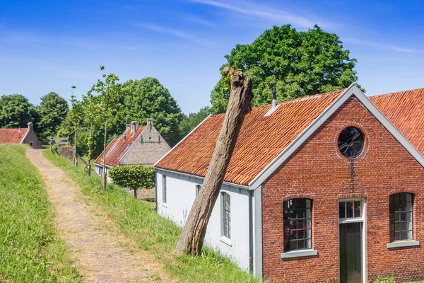 Oude Huizen Aan Dijk Historisch Centrum Bourtange Nederland — Stockfoto