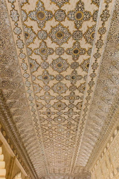 Techo Decorado Del Palacio Del Ámbar Jaipur India — Foto de Stock