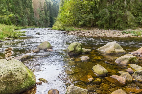 Boulders Arroyo Cerca Srni Las Montañas Sumava República Checa —  Fotos de Stock