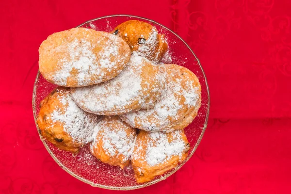 Vista Superior Dos Lanches Tradicionais Holandeses Ano Novo Oliebol Appelflap — Fotografia de Stock