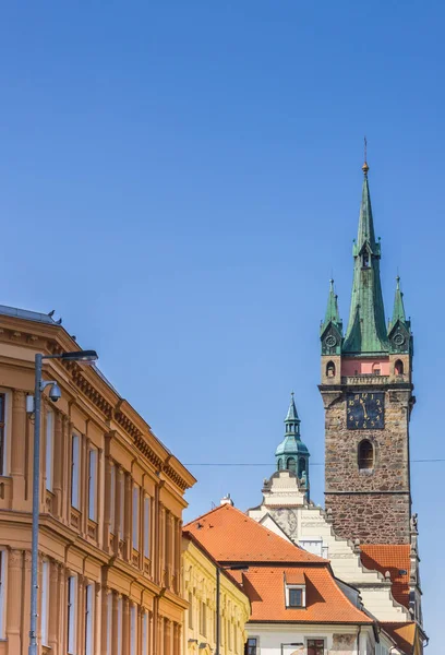 Schwarzer Turm Und Historische Häuser Klatovy Tschechien — Stockfoto