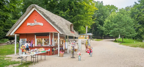 Souvenir Shop Red Cottage Thatched Roof Himmelbjerget Denmark — Stock Photo, Image