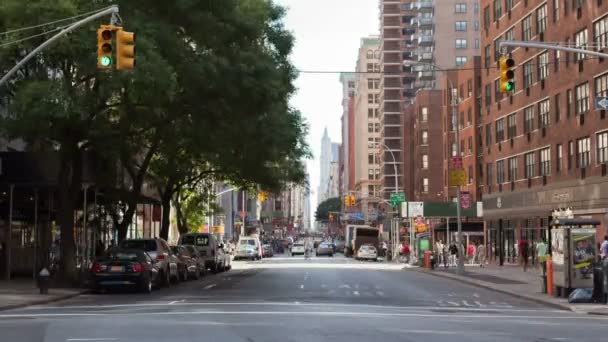 Ώρα λήξη κυκλοφορία στο Broadway Nyc — Αρχείο Βίντεο