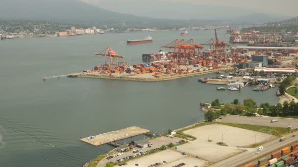 Luchtfoto uitzicht Timelapse Vancouver harbor — Stockvideo