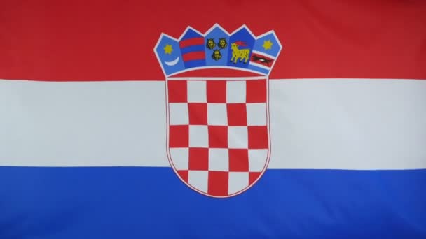 Croacia Bandera tela real De cerca — Vídeo de stock