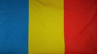 Romanya bayrağı gerçek kumaş yakın çekim