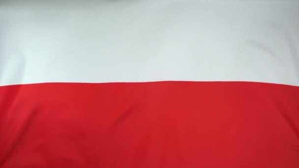 Poland Flag real fabric Close up — Stock Video