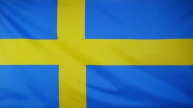 İsveç bayrağı gerçek kumaş yakın çekim