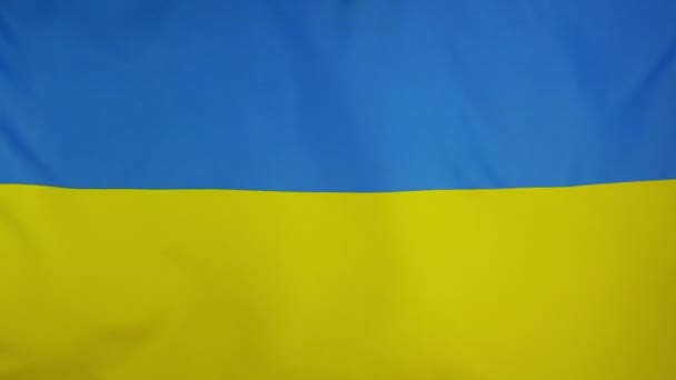 Σημαία της Ουκρανίας πραγματικό ύφασμα κοντινό πλάνο — Αρχείο Βίντεο