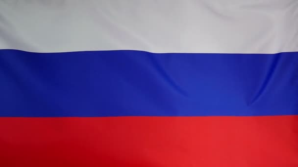 スローモーションの実繊維ロシアの旗 — ストック動画