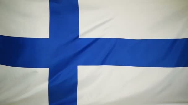 Tikje echte textiel vlag van Finland — Stockvideo