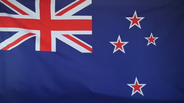 Slowmotion real textile Flag of New Zealand — Stock Video