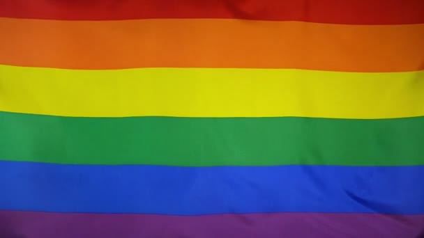 Bandera de arco iris textil real de cámara lenta — Vídeos de Stock