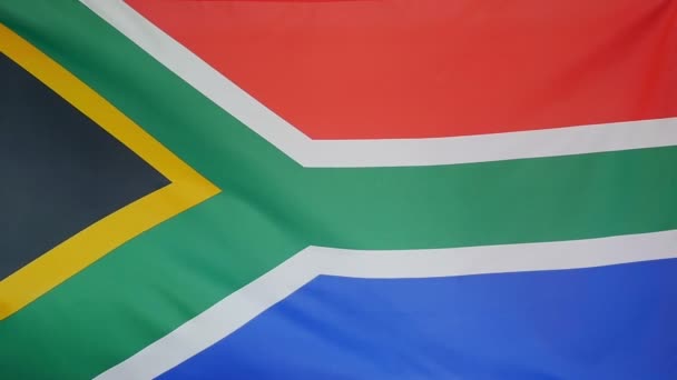 Slowmotion real textile Flag of South Africa — Stock Video