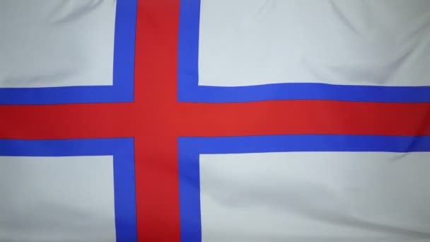 Bandera de las Islas Feroe tela real de cerca — Vídeo de stock