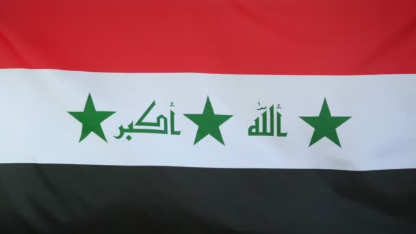 Irakische Flagge aus echtem Stoff in Nahaufnahme — Stockvideo