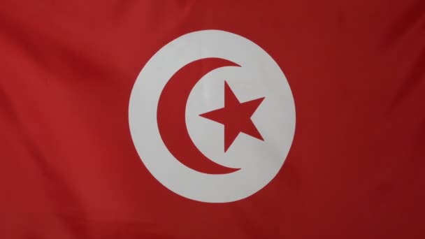 Tunisien flagga verkliga tyg på nära håll — Stockvideo