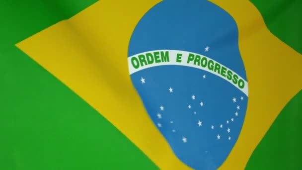 Bandeira do Brasil tecido real close up — Vídeo de Stock