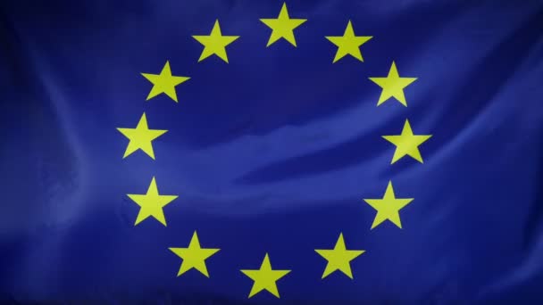 Europas flagga verkliga tyg på nära håll — Stockvideo