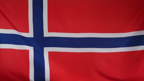 Bandera de Noruega tela real de cerca — Vídeos de Stock