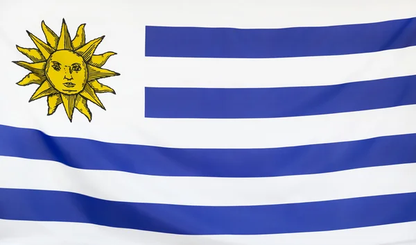 Bandera Uruguay tela real — Foto de Stock