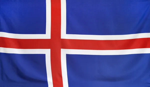 Isländische Flagge aus echtem Stoff — Stockfoto