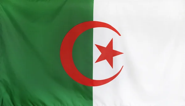 Algerien Flagge echtem Stoff — Stockfoto