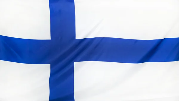 Finlands flagga verkliga tyg Stockbild