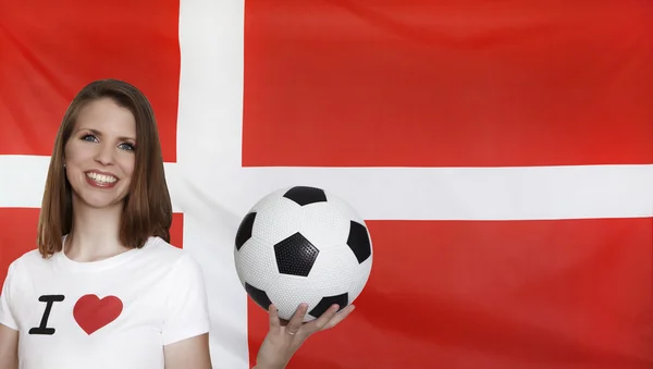 Dänemark Flagge echten Stoff nahtlose Nahaufnahme — Stockfoto