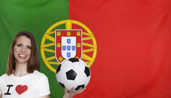 Flaga Portugalii prawdziwy tkanina bezszwowe z bliska — Zdjęcie stockowe