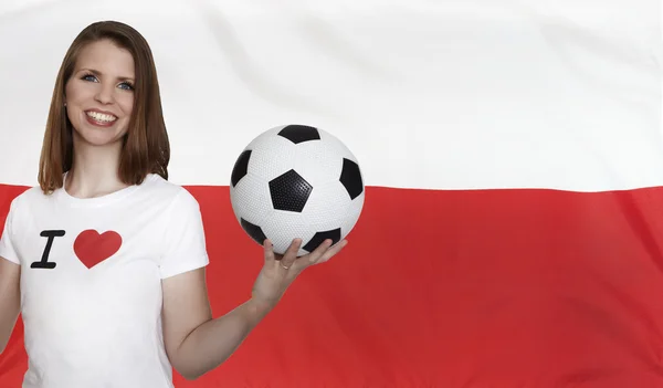 Polonya bayrağı gerçek kumaş sorunsuz yakın çekim — Stok fotoğraf