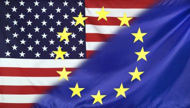 Kavram ABD ve AB bayrakları kompozisyon