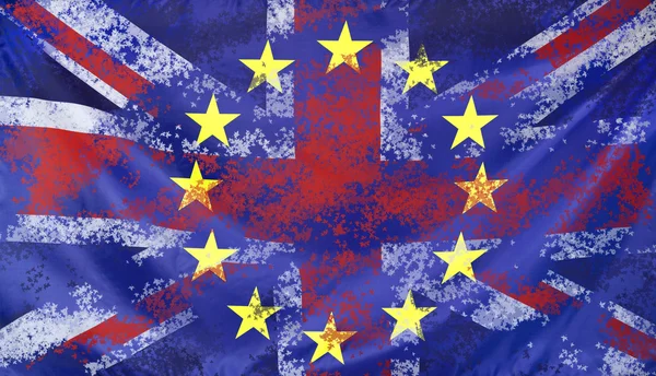 Conceito Brexit Reino Unido e UE bandeiras composição — Fotografia de Stock