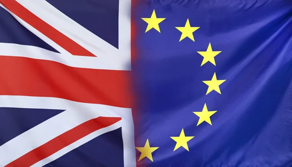 Konzept brexit uk und eu flags zusammensetzung — Stockfoto