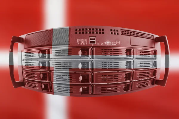 Server land Concept med Danmarks flagga — Stockfoto