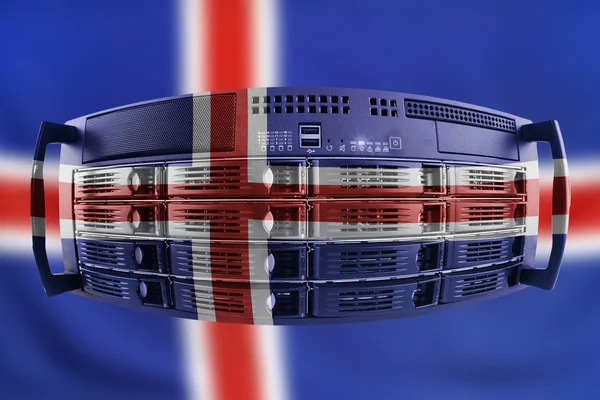 Server land concept met vlag van IJsland — Stockfoto