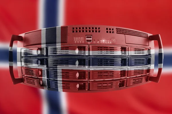 Server land concept met vlag van Noorwegen — Stockfoto