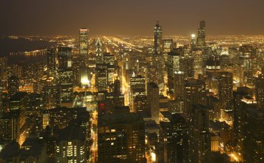 Chicago hava şehir manzarası günbatımı