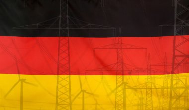 Elektrik direğinden ile enerji kavram Almanya bayrağı