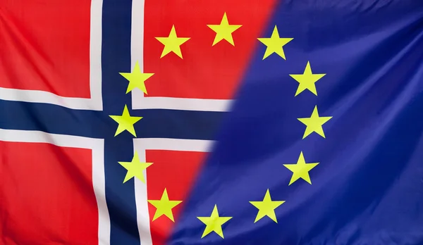 Evropská vlajka sloučila s Norsko vlajka — Stock fotografie