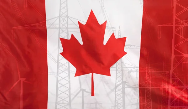 Енергетична концепція Канада Прапор з силовим полюсом — стокове фото