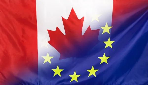 European Flag merged with Flag of Canada — Stock Photo, Image