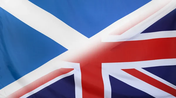 Große britische und schottische Flagge verschmolzen — Stockfoto