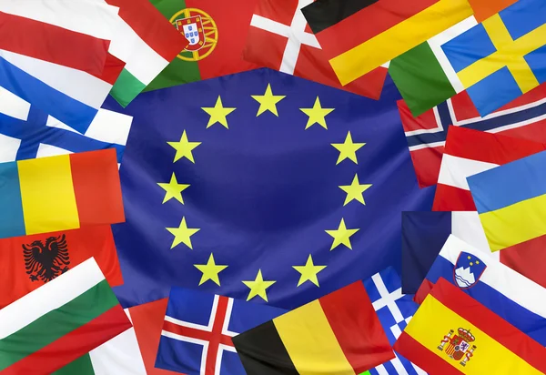 Концепція Європейський прапор і країни, що не Великобританії — стокове фото