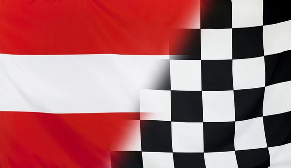 Vincitore Concept Austria e bandiera a scacchi — Foto Stock
