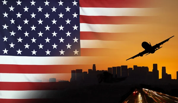 ABD kumaş bayrak seyahat ve ulaşım kavramı