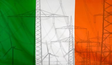 Enerji kavramı Cumhuriyeti, İrlanda bayrağı ile elektrik direğinden